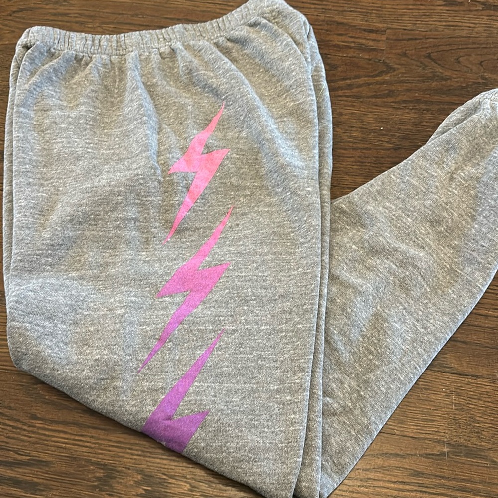 Aviator Nation, grey bolt sweatpants. Adult small. Like new.